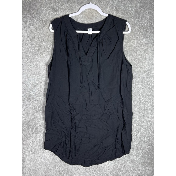 Old Navy Sleeveless‎ Shift Dress Womens Size XL Black Rayon V-Neck Lightweight - Picture 1 of 8